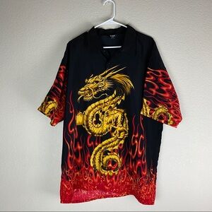 KNU Gear Dragon Button Up Shirt Mens Size XL